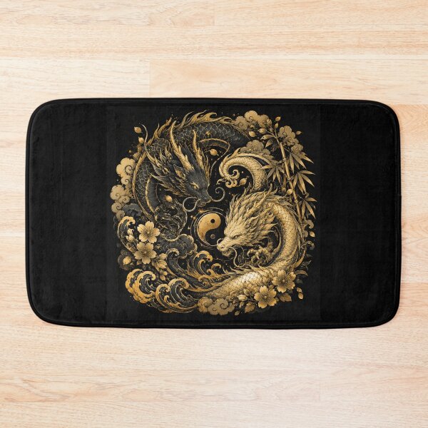 Item preview, Luxury Gold & Black Neo Japanese Dragon Tattoo – Yin Yang Fantasy Art designed and sold by MarekoraStudio.