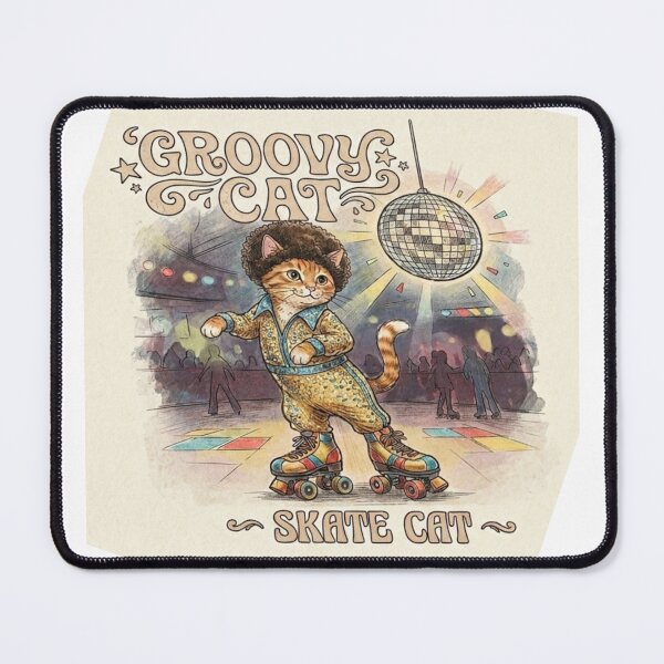 Item preview, Funny Roller Skating Cat Gift Retro Disco Cat 70s Vintage  Cat Lover Shirt Groovy Cat Sticker designed and sold by Dev Mode.