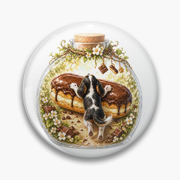 Item preview, Cavalier King Charles Spaniel Eclair Sticker – Tricolor Puppy Dessert Art for Phone Cases, T-Shirts & Gifts designed and sold by SakuraWaStyle.