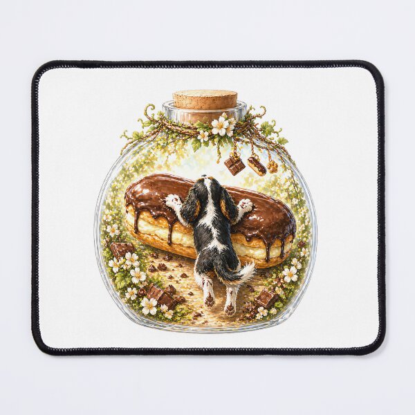 Item preview, Cavalier King Charles Spaniel Eclair Sticker – Tricolor Puppy Dessert Art for Phone Cases, T-Shirts & Gifts designed and sold by SakuraWaStyle.