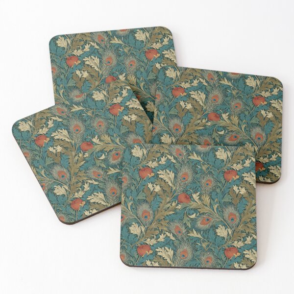 Item preview, Vintage Floral and Peacock Feathers - Victorian Arts and Crafts Art Print designed and sold by BestVarieties.