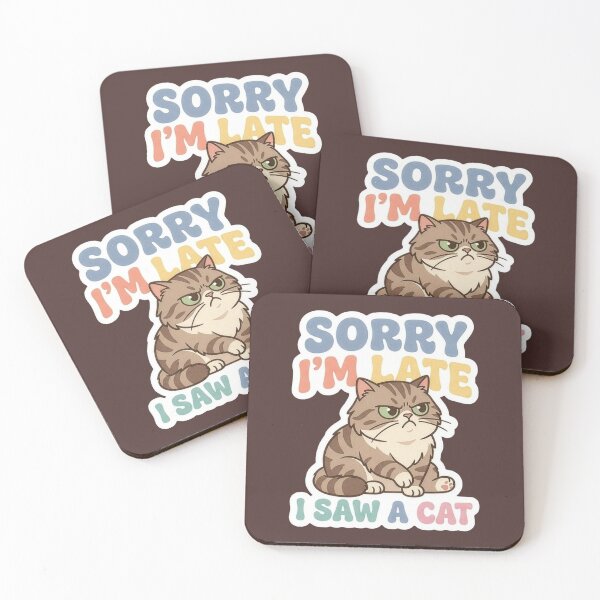 Item preview, Sorry Im Late I Saw A Cat Funny Introvert Kitten Sticker designed and sold by Novastitchshop.