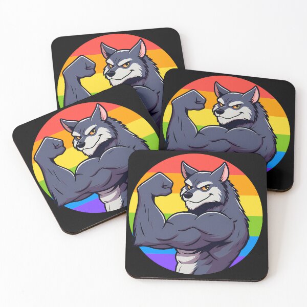 Item preview, LGBTQ Flexing Pride Werewolf Symbol designed and sold by BlueBullBazaar.
