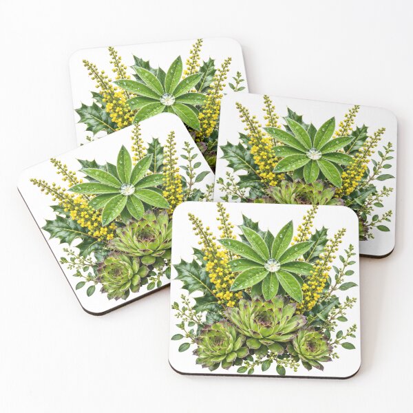 Item preview, Vibrant Botanical Harmony – Succulents and Yellow Blossoms designed and sold by ytist.