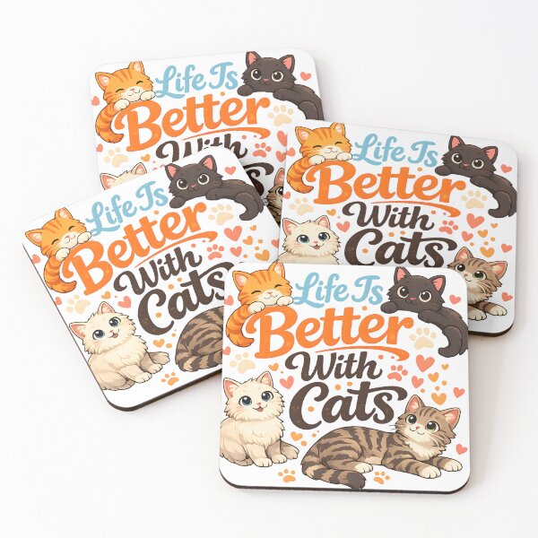 Item preview, Life Is Better With Cats – Cute Kawaii Cat Lover Design designed and sold by blankTeeShirt.