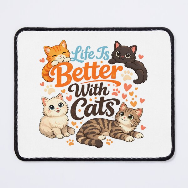 Item preview, Life Is Better With Cats – Cute Kawaii Cat Lover Design designed and sold by blankTeeShirt.