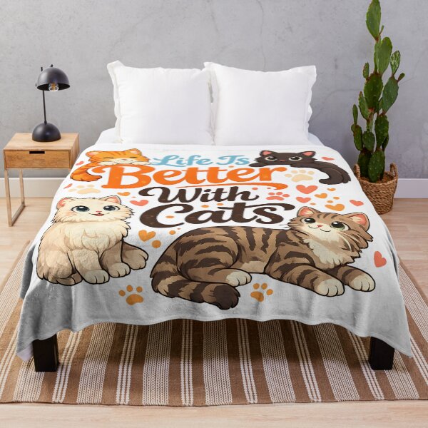 Item preview, Life Is Better With Cats – Cute Kawaii Cat Lover Design designed and sold by blankTeeShirt.
