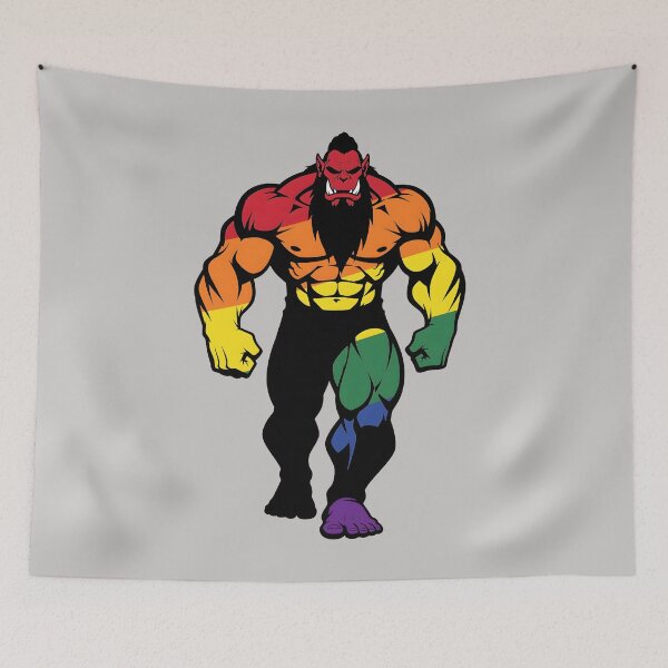 Item preview, Muscular Orc Bara LGBTQ Pride Logo designed and sold by BlueBullBazaar.