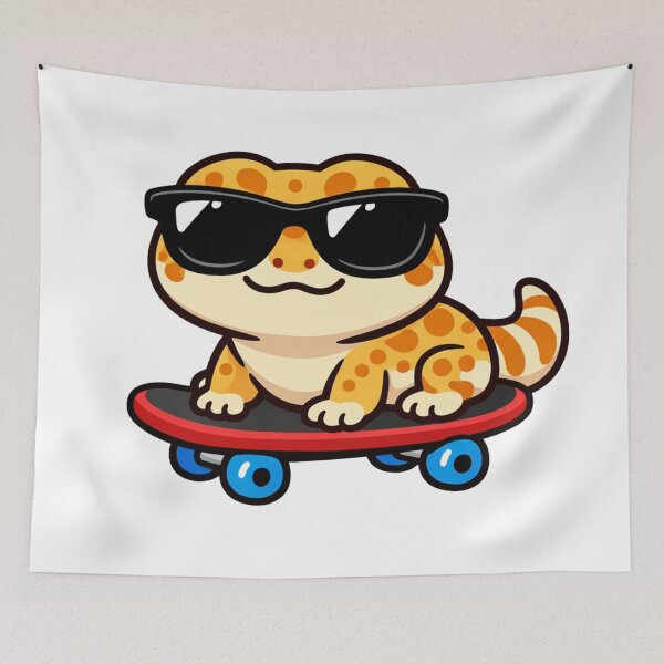 Item preview, Skating Gecko Wearing Sunglasses Cute Reptile designed and sold by Owcomm.