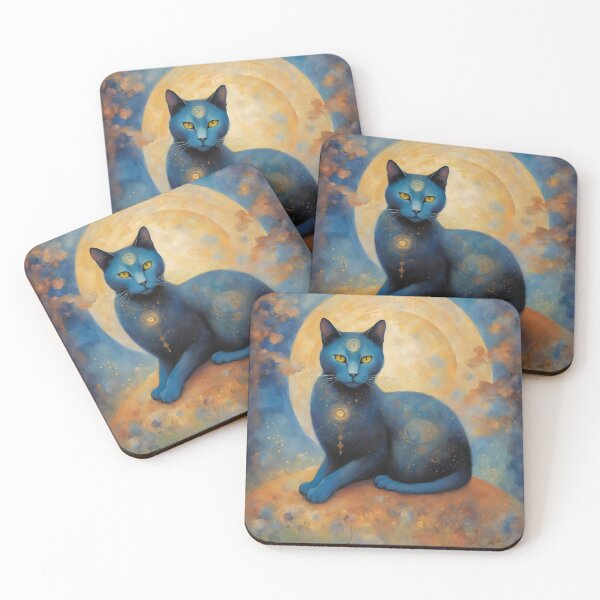 Item preview, Cosmic Cat Under a Glowing Moon designed and sold by Shelley Loewnau-Jones Studio.