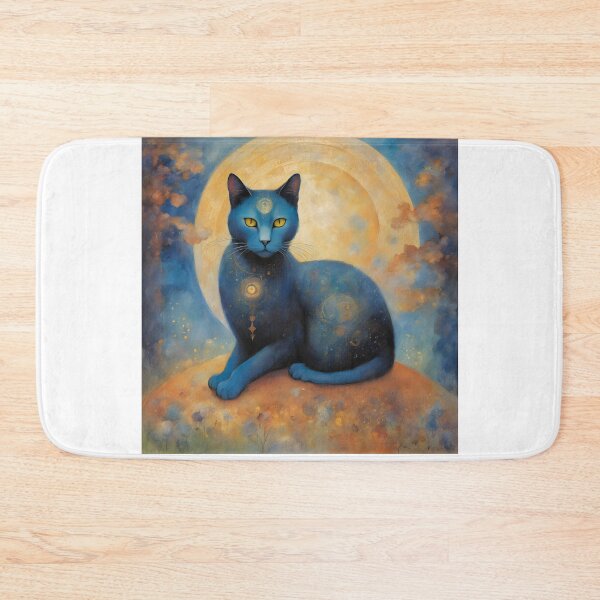 Item preview, Cosmic Cat Under a Glowing Moon designed and sold by Shelley Loewnau-Jones Studio.