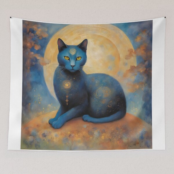 Item preview, Cosmic Cat Under a Glowing Moon designed and sold by Shelley Loewnau-Jones Studio.