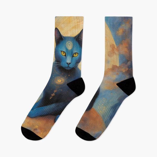Item preview, Cosmic Cat Under a Glowing Moon designed and sold by Shelley Loewnau-Jones Studio.