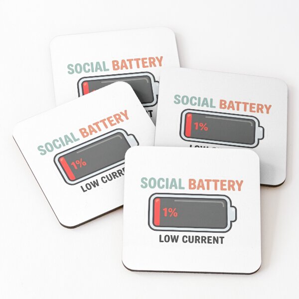 Item preview, social Battery 1% Low Funny Introvert Sarcastic Sticker designed and sold by Novastitchshop.