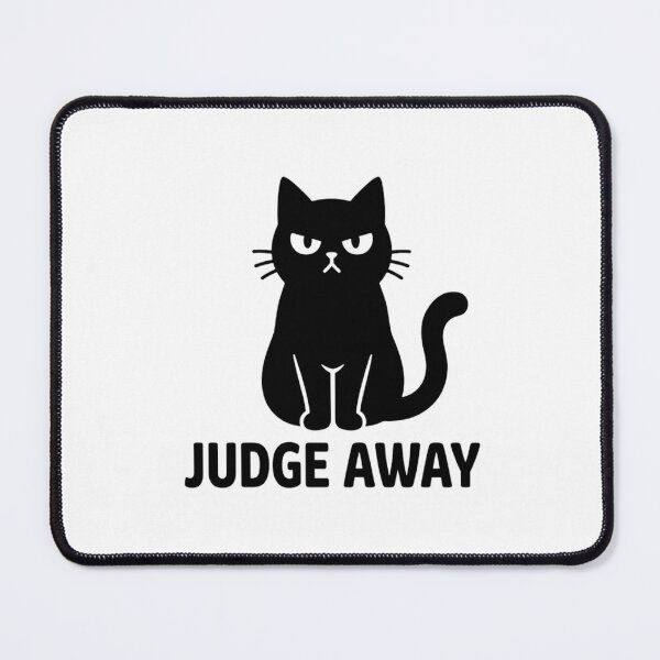 Item preview, Judge Away Grumpy Judging Black Cat designed and sold by GiggleInkTees.