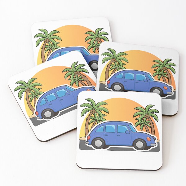 Item preview, Retro Blue Car Tropical Sunset Sticker designed and sold by simranart111.