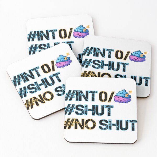 Item preview, Neon Grunge Text "#INT O/ #SHUT #NO SHUT" with Sleepy Brain - Bold Meme Graphic Print designed and sold by DesignArtist.ia.