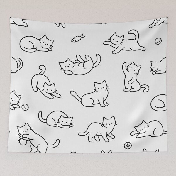Item preview, Minimalist Cute Cat Pattern Line Art designed and sold by Owcomm.