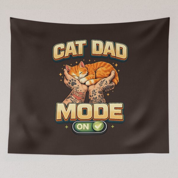 Item preview, Cat Dad Mode ON – Cute Ginger Cat Lover Design designed and sold by blankTeeShirt.