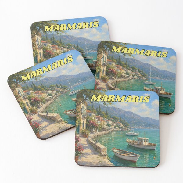 Item preview, Marmaris Coastal Harbor Painting Travel Poster designed and sold by PixelParinda.