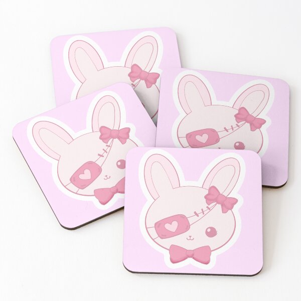 Item preview, Pastel Pink Kawaii Bunny Sticker | Cute Eyepatch Rabbit | Gurokawa Aesthetic designed and sold by gurokawa nightmare.