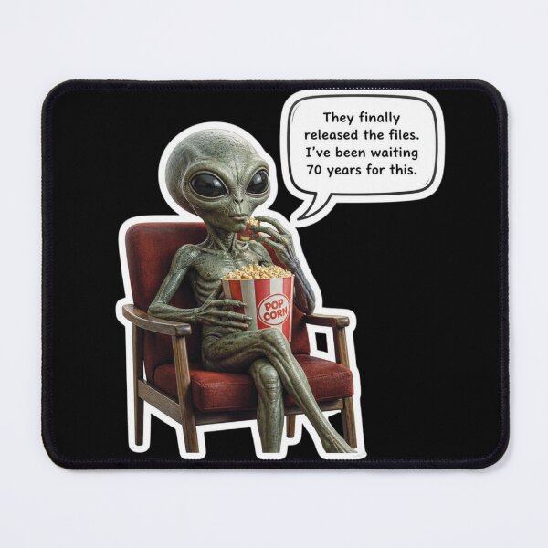Item preview, Alien Eating Popcorn Funny UFO Files Sticker designed and sold by THE 1ONE.