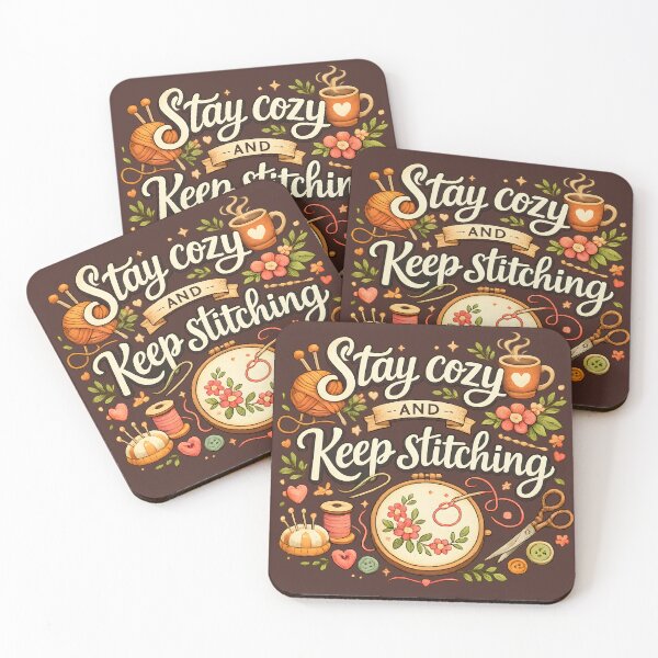 Item preview, Stay Cozy and Keep Stitching – Cozy Sewing & Embroidery Design designed and sold by blankTeeShirt.
