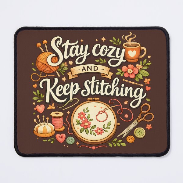 Item preview, Stay Cozy and Keep Stitching – Cozy Sewing & Embroidery Design designed and sold by blankTeeShirt.