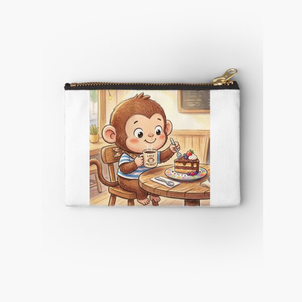 Item preview, Cozy Cafe Monkey Illustration | Cute Teatime Wall Art designed and sold by TaiwanMemory.