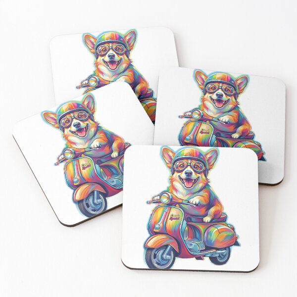 Item preview, Corgi on a scooter, Pop Art portrait designed and sold by Pfotenfaden.
