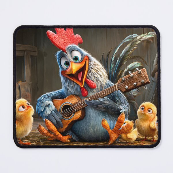 Item preview, Happy Chicken Playing Guitar with Adorable Chicks designed and sold by Artessie.