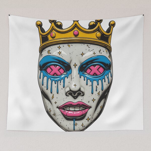 Item preview, Street Art Graffiti Mask with Gold Crown | Pop Art Trippy Mask designed and sold by Resolution Retro.