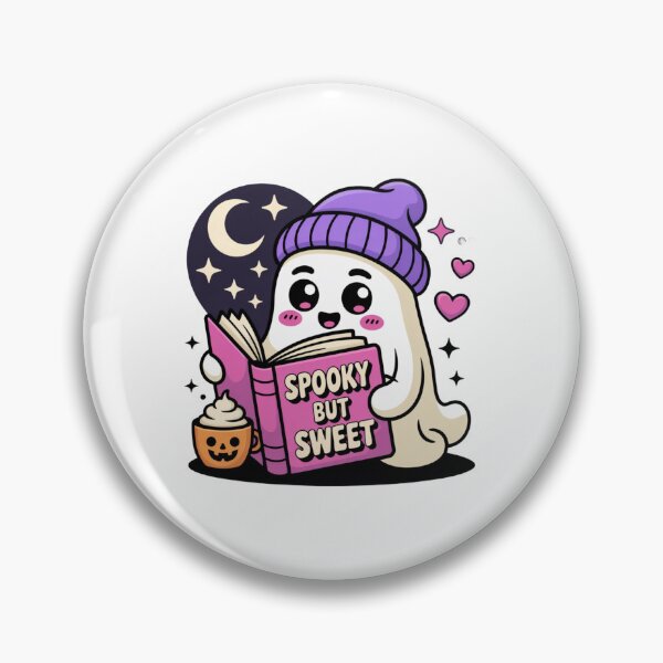 Item preview, Spooky But Sweet Ghost Reading Sticker & T-Shirt – Cute Kawaii Halloween Book Lover Design for Cozy Autumn Fans designed and sold by GemBob Creations.