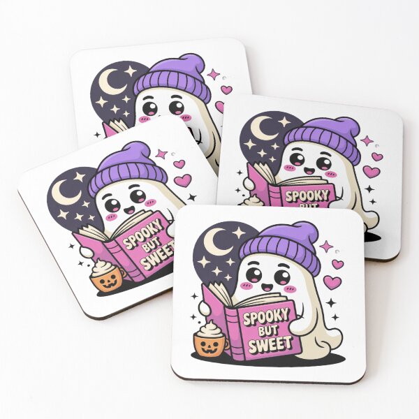 Item preview, Spooky But Sweet Ghost Reading Sticker & T-Shirt – Cute Kawaii Halloween Book Lover Design for Cozy Autumn Fans designed and sold by GemBob Creations.