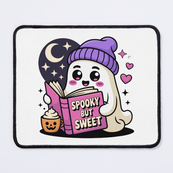 Item preview, Spooky But Sweet Ghost Reading Sticker & T-Shirt – Cute Kawaii Halloween Book Lover Design for Cozy Autumn Fans designed and sold by GemBob Creations.