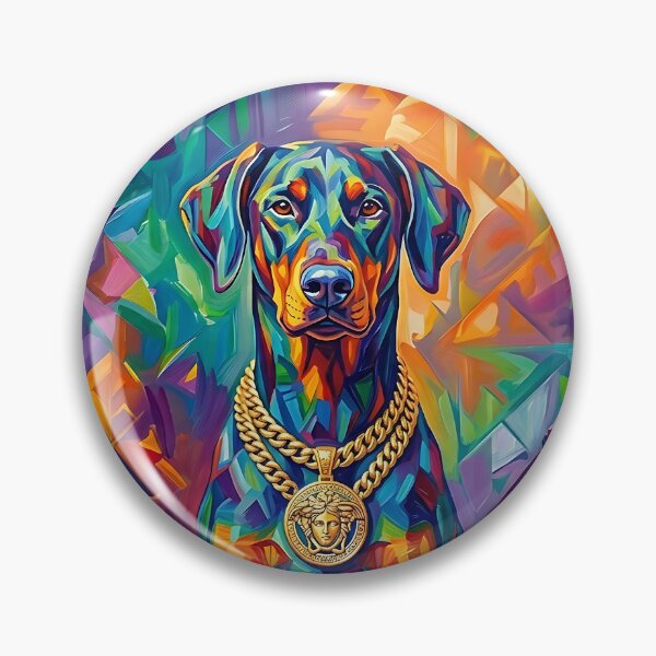 Item preview, Doberman with gold chain Pop Art portrait designed and sold by Pfotenfaden.