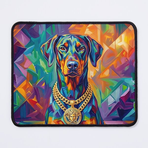 Item preview, Doberman with gold chain Pop Art portrait designed and sold by Pfotenfaden.