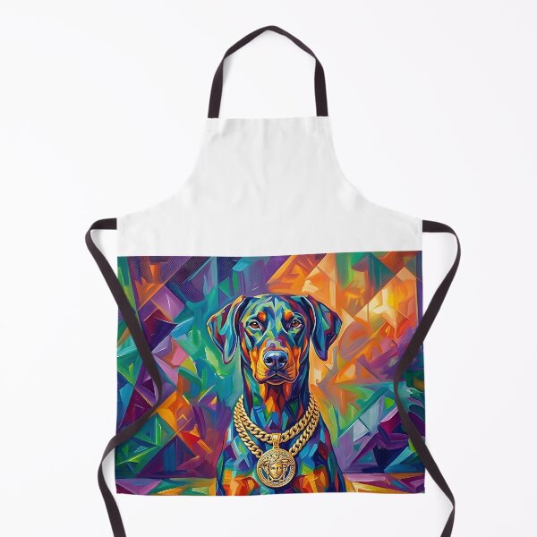 Item preview, Doberman with gold chain Pop Art portrait designed and sold by Pfotenfaden.