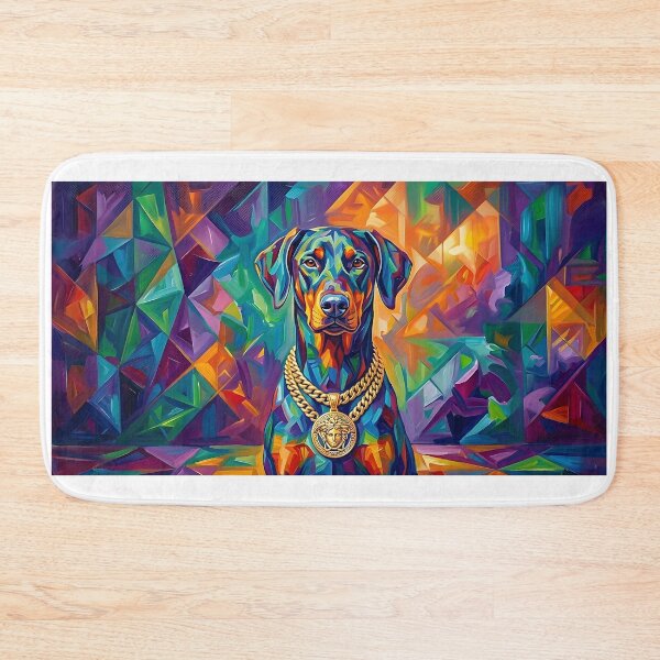 Item preview, Doberman with gold chain Pop Art portrait designed and sold by Pfotenfaden.