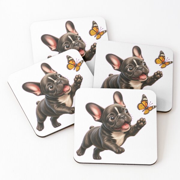 Item preview, Mischievous French Bulldog Puppy Chasing Butterfly designed and sold by DarVibe Designs.