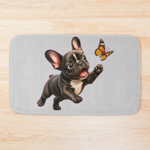 Item preview, Mischievous French Bulldog Puppy Chasing Butterfly designed and sold by DarVibe Designs.