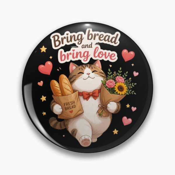 Item preview, Happy Cat with Bread and Flowers  designed and sold by alvinavery.