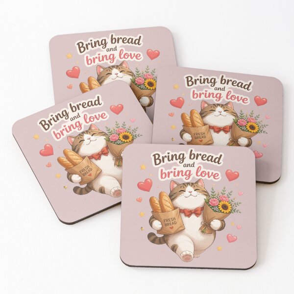 Item preview, Happy Cat with Bread and Flowers  designed and sold by alvinavery.