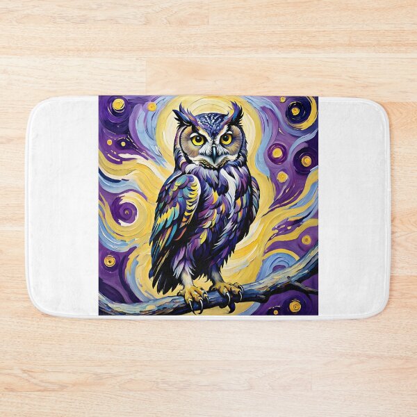 Item preview, Vibrant Blue and Purple Owl on a Starry Night designed and sold by Shelley Loewnau-Jones Studio.