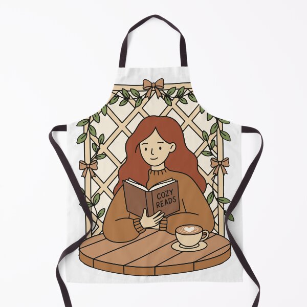 Aperçu de l'œuvre Cozy Reads Girl - Autumn Cottagecore Book Lover créée et vendue par FlatInkStudio.