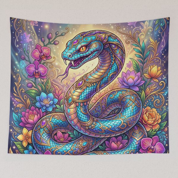 Item preview, Mystical Flower Snake of the Night designed and sold by WonderPiks.