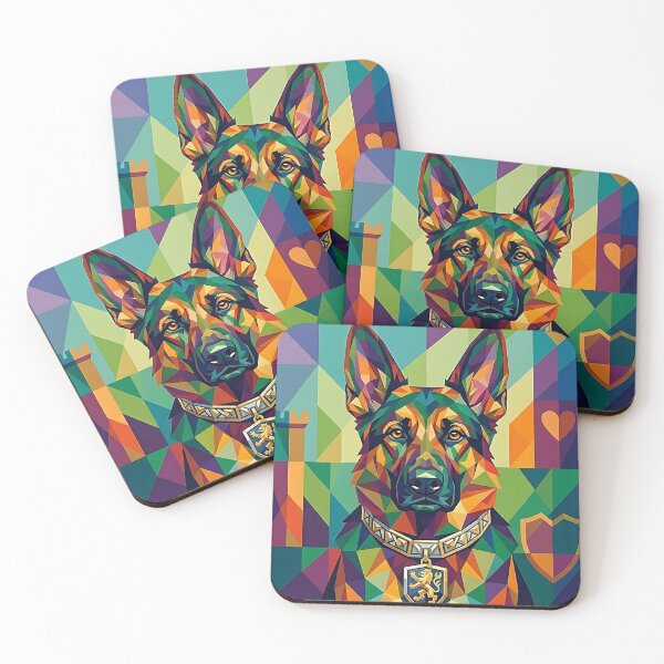 Item preview, German Shepherd coat of arms Pop Art portrait designed and sold by Pfotenfaden.