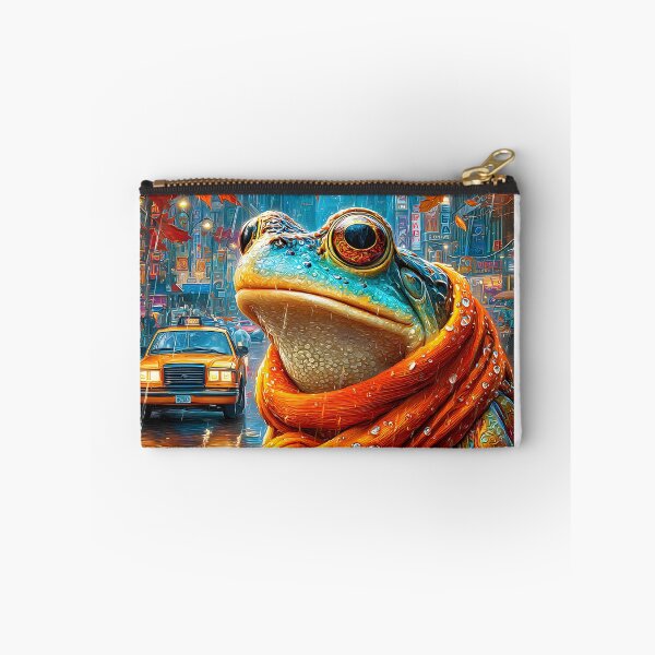 Item preview, Whimsical Frog in a Colorful City Rain Scene designed and sold by Artessie.