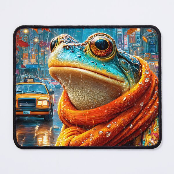 Item preview, Whimsical Frog in a Colorful City Rain Scene designed and sold by Artessie.