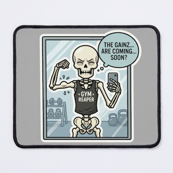 Item preview, Funny Gym Mirror Selfie Skeleton – The Gainz Are Coming Soon Workout Humor designed and sold by BreezifyDesignStudio.